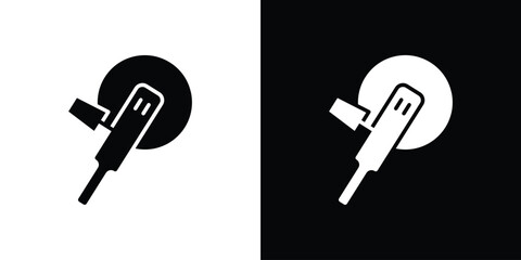 Polisher icon in flat version on black and white background