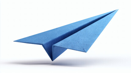 Blue paper airplane isolated on white background