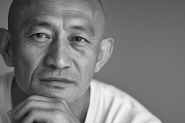 portrait of taster on left side of frame displaying subtle expression of pleasure