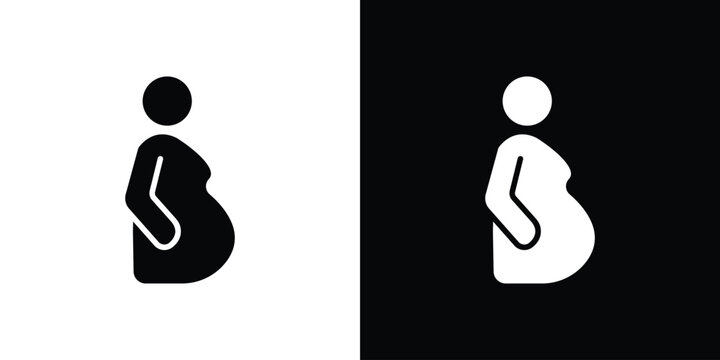 Pregnant woman icon in flat version on black and white background