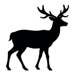 Fototapeta premium Reindeer black silhouette, Christmas holidays reindeer, deer illustration. deer silhouettes. Deer Black and white silhouette vector.