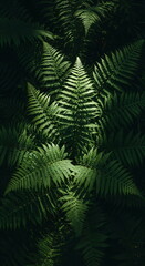 Close up of green fern leaf. Nature background showing detailed foliage texture. Organic plant pattern for natural design.