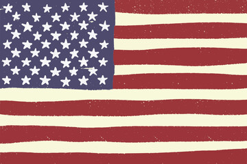 Naklejka premium Grunge hand-drawn 4th of July American flag