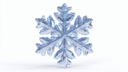 Realistic crystal snowflake isolated on white background