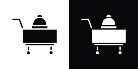 Room service icon in flat version on black and white background