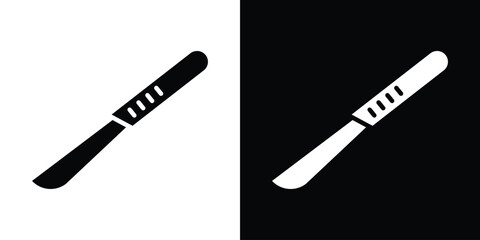 Scalpel icon in flat version on black and white background