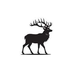 **"Majestic Elk Vector Silhouette: Strong Forest Mammal Design Featuring Impressive Antlers, Sturdy Build, and Noble Pose in Clean, Minimalist Style for Crafts and Digital Art"**
