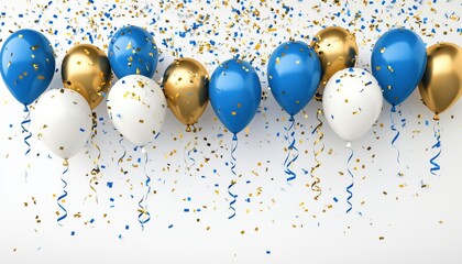 Celebrate The Grand Opening With Lifelike Ful Balloons, Golden Confetti, Streamers, And Blue Decorations For An Unforgettable Event.