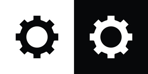Settings button icon in flat version on black and white background