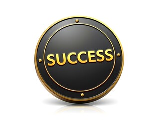 Black shield with bold golden "SUCCESS" letters representing achievement, prestige, victory, and strength in a sleek, modern design