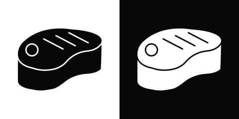 Steak icon in flat version on black and white background