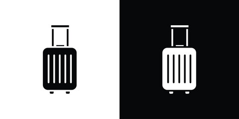 Suitcase icon in flat version on black and white background