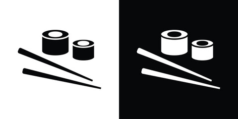 Sushi icon in flat version on black and white background