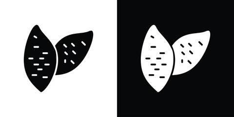 Sweet potato icon in flat version on black and white background
