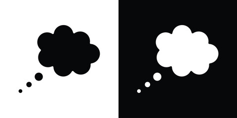 Think bubble icon in flat version on black and white background