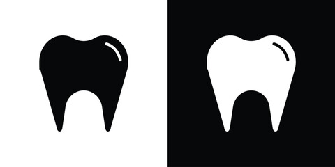 Tooth icon in flat version on black and white background