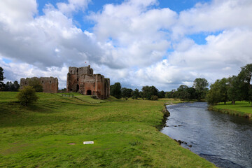 View of old medieval castle ruins in England, UK