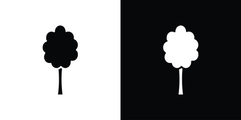 Tree free icon in flat version on black and white background