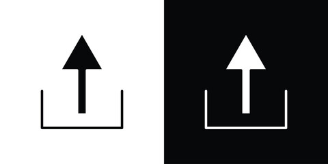 Upload icon in flat version on black and white background