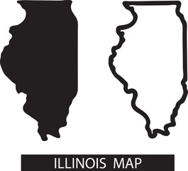Illinois Map Silhouette Vector USA State Outline Graphic