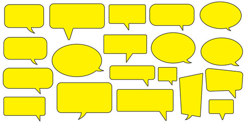 Obraz premium Speech Bubble set. Yellow Talk bubble. Cloud speech bubbles collection. message icon or logo isolated sign symbol.Comment icon yellow speech bubble symbol. comic dialog clouds. comment box icon set.