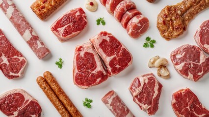 various types of fresh meat barbecue kitchen quality meat butcher shop