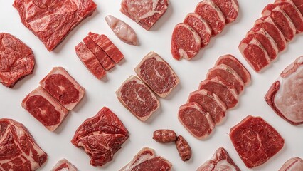 various types of fresh meat barbecue kitchen quality meat butcher shop