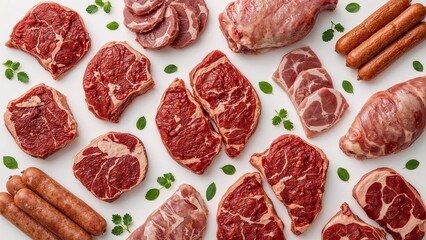 various types of fresh meat barbecue kitchen quality meat butcher shop