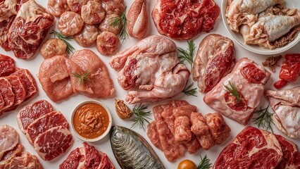 various types of fresh meat barbecue kitchen quality meat butcher shop