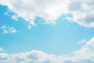 Beautiful sunny spring or summer sky background with copy space