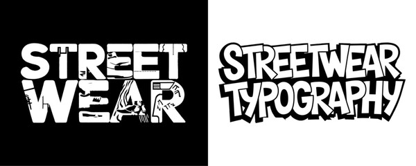 Urban Streetwear Typography Design Set with Grunge and Graffiti Styles for Apparel, Posters, and Edgy Fashion Graphics