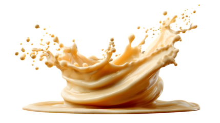 Cream splash with natural fluid dynamics, isolated on transparent background