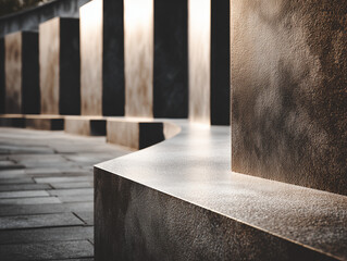 Stone monument corridor in soft light