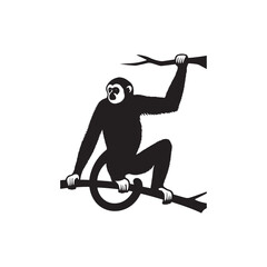 **"Energetic Gibbon Vector Silhouette: Agile Primate Design Featuring Long Arms, Dynamic Pose, and Playful Expression in Clean, Minimalist Style for Crafts and Digital Art"**
