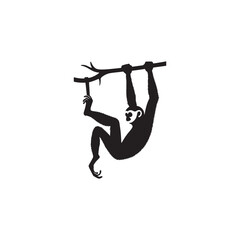 **"Energetic Gibbon Vector Silhouette: Agile Primate Design Featuring Long Arms, Dynamic Pose, and Playful Expression in Clean, Minimalist Style for Crafts and Digital Art"**

