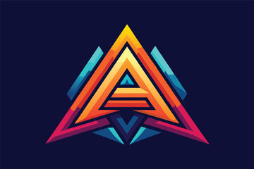 Colorful abstract vector logo featuring letter a in modern gradient style on dark blue background for creative brand identity and design