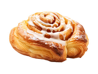 Fototapeta premium Danish pastry with glaze isolated on transparent background