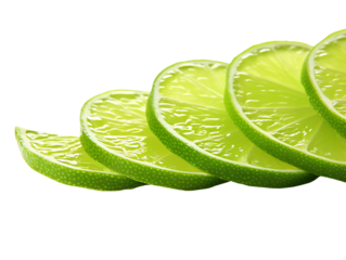 Fresh lime slices close-up isolated on transparent background