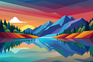 sunset in mountains
