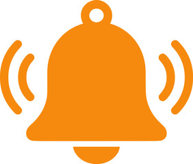 Orange notification bell icon is ringing loudly with sound waves