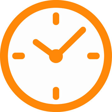 Orange clock showing time passing by with minimalist design