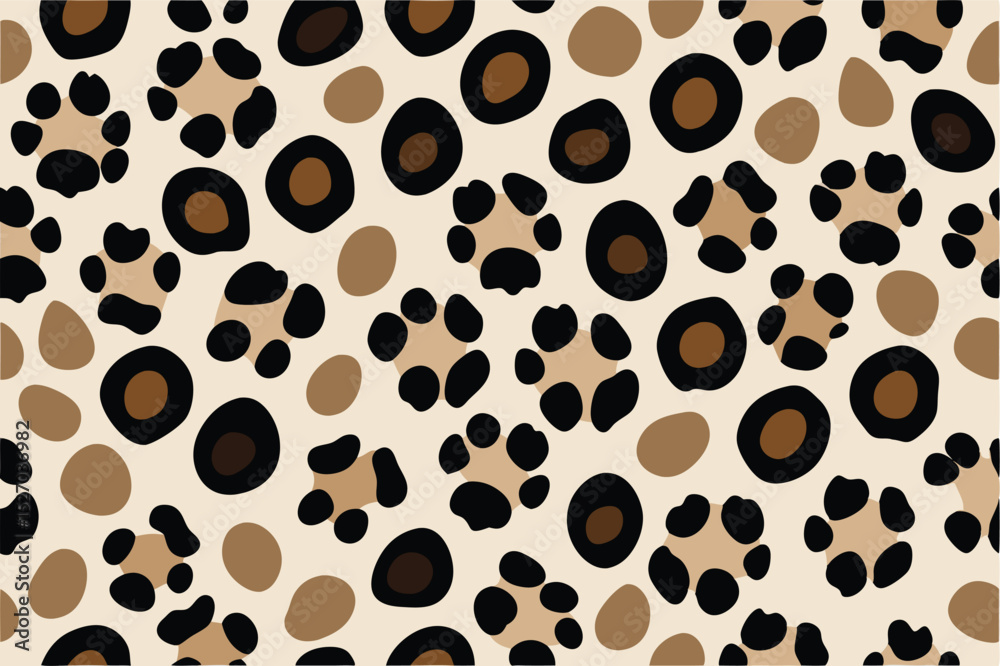 Poster repeating animal pattern with brown spots and black dots design with cream colored background creati