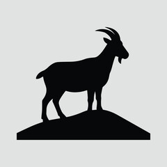 Standing goat on hill vector illustration design Silhouette Vector