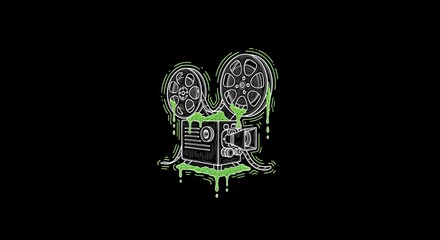 Film Projector Machine Overgrown with Vines