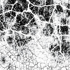 Gritty cracked distressed texture overlay, isolated on transparent background