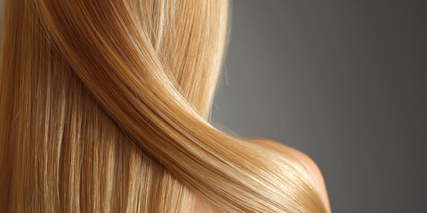 Naklejka premium Long, flowing blonde hair cascading smoothly against a neutral background
