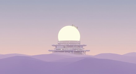 Obraz premium Glowing Lunar Observatory Illustration