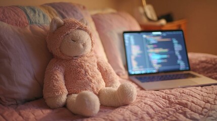 Cozy coding session in bed