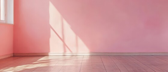 Bright pink room bathed in sunlight