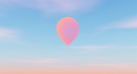 Fototapeta premium Surreal Balloon Floating in Peach and Baby Blue Sky